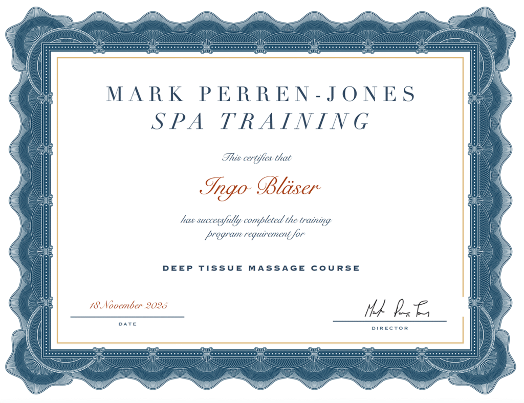 Certificate Deep Tissue Massage Course - Mark Perren-Jones