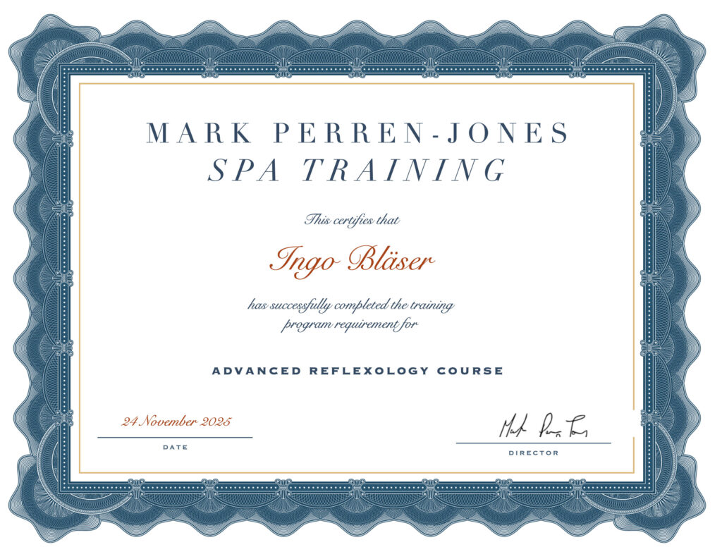 Zertifikat Advanced Reflexology Course - Mark Perren-Jones